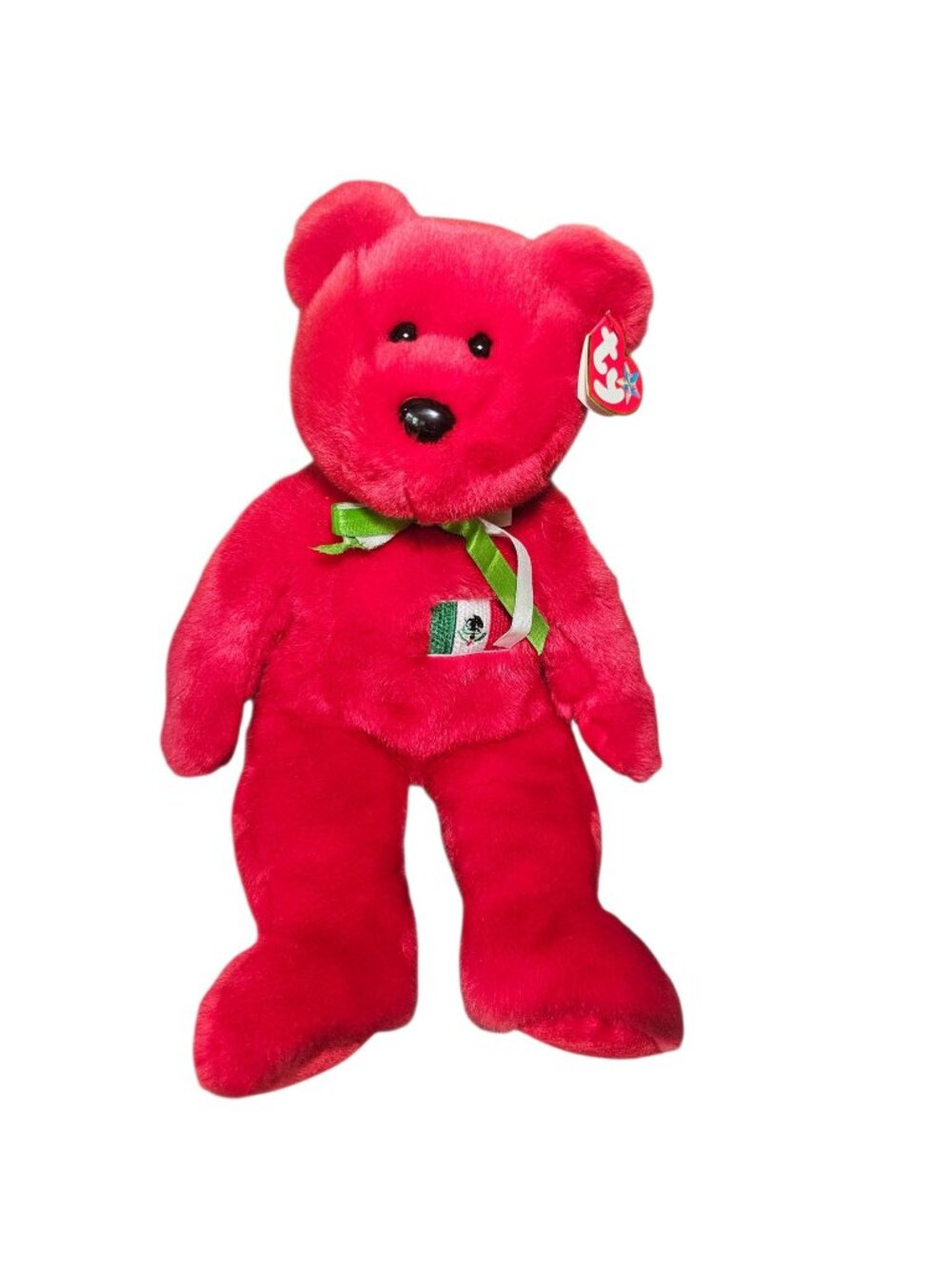 90s Beanie Buddies Osito Red Teddy Bear Mexico Flag 14" 1999